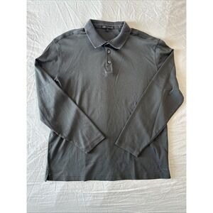 Robert Barakett Polo L Black Stretch Lightweight Pima Cotton Long Sleeve Golf